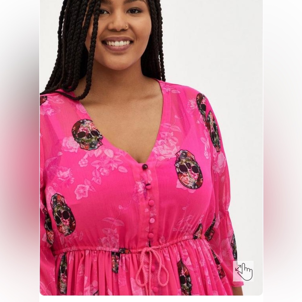 Pink Torrid Skull Maxi Chiffon Dress NWT - Picture 10 of 11